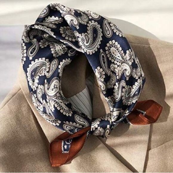 Blue Coffee Mulberry Silk Neck Scarf main image 5